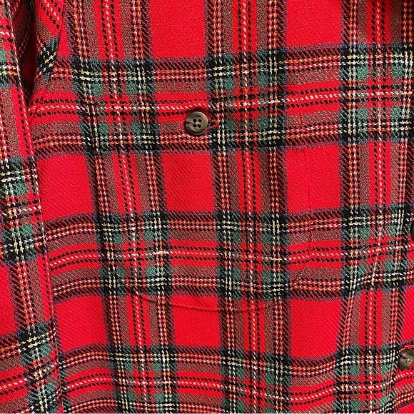 Pendleton Red Tartan Plaid Virgin Wool Button Down Shirt Washable Size Medium - Picture 8 of 10